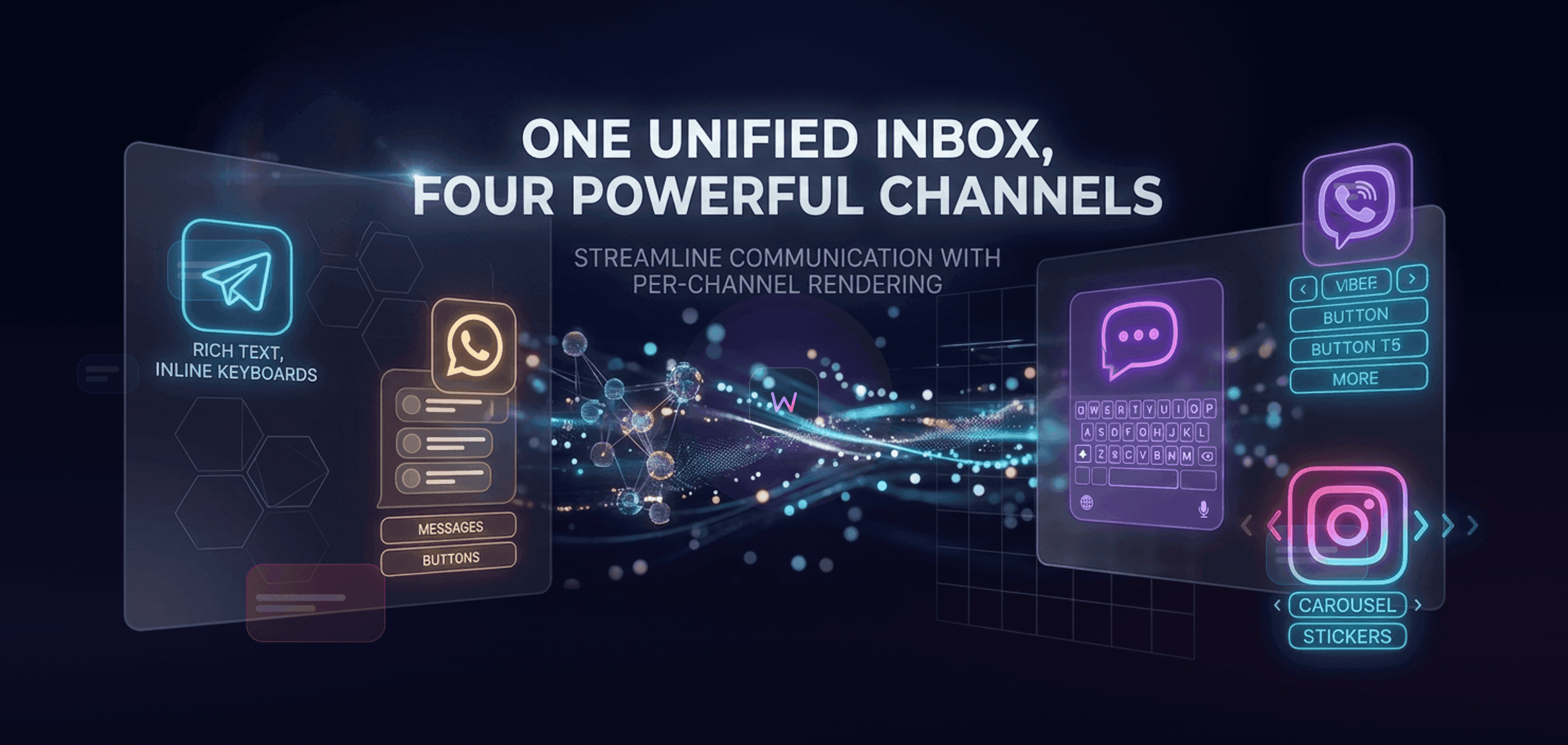 Four-Channel Messaging - Telegram, WhatsApp, Viber, and Instagram in One Inbox